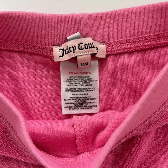 Juicy Couture 24 Month Pink 2 Piece Sweat Pants And Hoody jacket velour - Picture 9 of 9